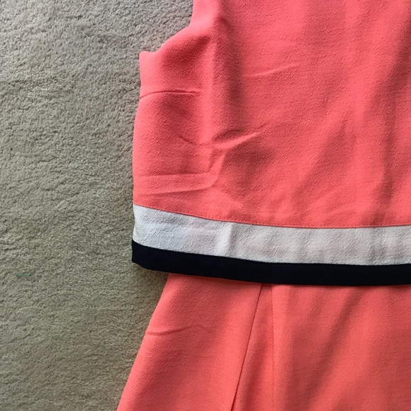 Sleeveless Coral Layered Color Block Dress - Picture 4 of 4